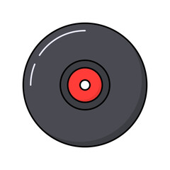 Vinyl record icon in lineal color style, great for retro music themes, party designs, and entertainment use