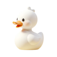 White Duck Toy 3D Render Icon Illustration with Cute Cartoon Style. Funny Water Bird Design
