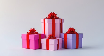 Obraz premium Gift boxes and gifts set on a white background.