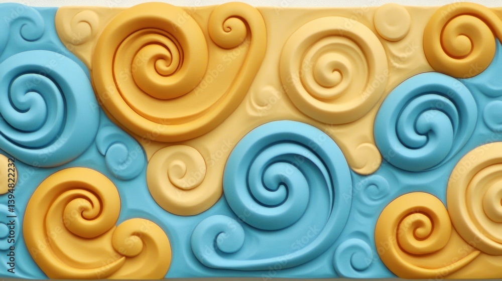 Poster abstract design featuring repeating swirls in alternating colors