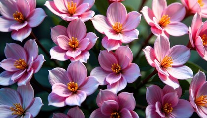 Delicate blossoms arranged in a tessellated hexagonal pattern , design, honeycomb