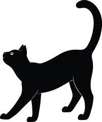 Cat stretching silhouette