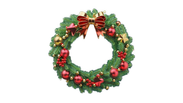 A festive holiday wreath, ideal for Christmas or seasonal decorations.