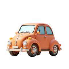 Vintage Classic Car 3D Render Icon Illustration with Cute Cartoon Style. Retro Vehicle Design