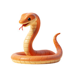 Fototapeta premium Full Body Cobra Snake Orange Isolated 3D Render Icon Illustration with Cute Cartoon Style