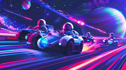 Racing of space with colourful in space illustration 