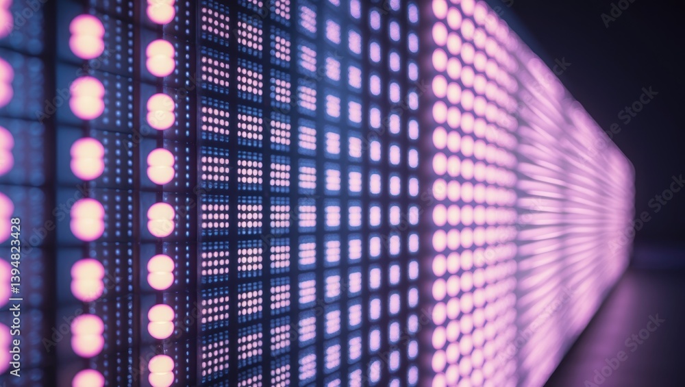 Aufkleber broad perspective of a pixel grid on a digital led display