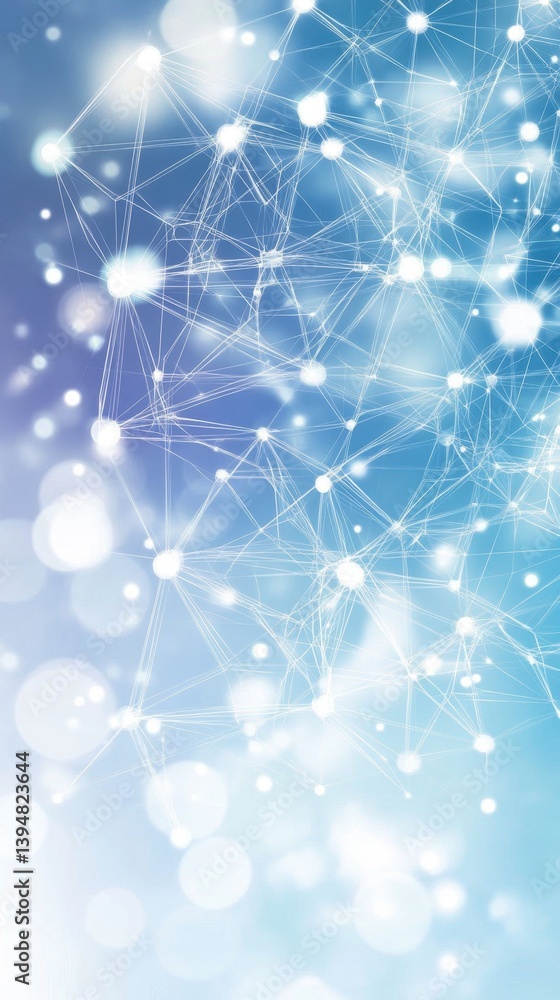 Aufkleber abstract network connection with luminous nodes on a gradient blue background creating a digital and