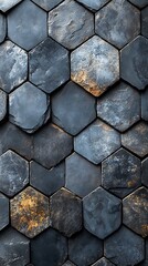 Textured Hexagonal Tile Phone Wallpaper   Dark Tones with Rust & Earthy Accents | Mobile Background

