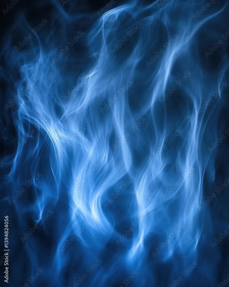 Poster ethereal blue smoke swirls against a dark background creating a mesmerizing abstract design with a s