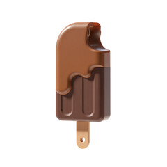 Ice Cream Stick Dark Brown Chocolate 3D Render Icon Illustration Cute Cartoon Style