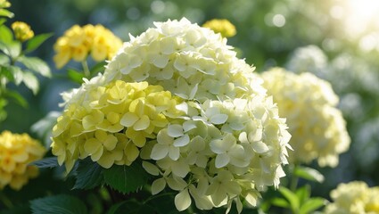 Vibrant white and yellow blooms in the summer season.
