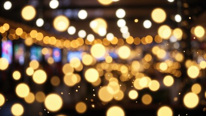 Obraz premium Empty Background of Blurred Night Bokeh Glowing Lights