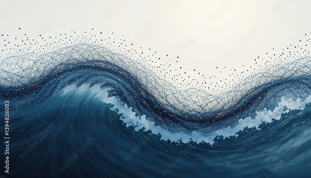 Poster dynamic ocean waves capture movement and energy in abstract art coastal setting digital artwork sere