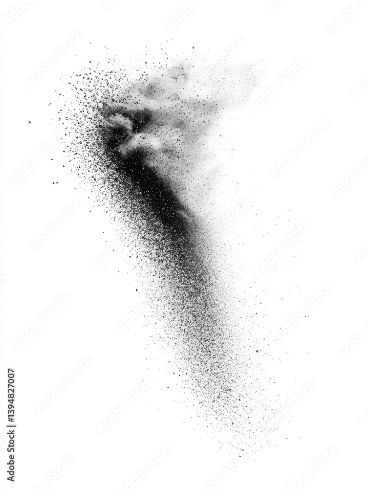 Aufkleber abstract black powder explosion on white backdrop creating a dramatic and dynamic visual effect for 