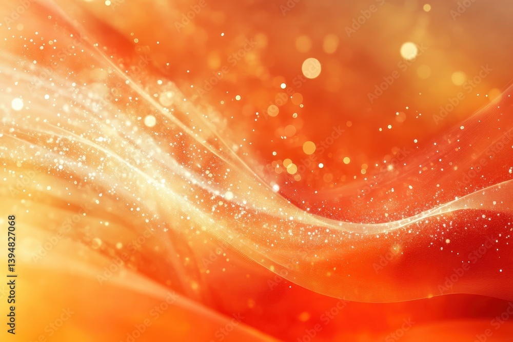 Poster abstract warm tones with flowing patterns and sparkling highlights in a vibrant setting