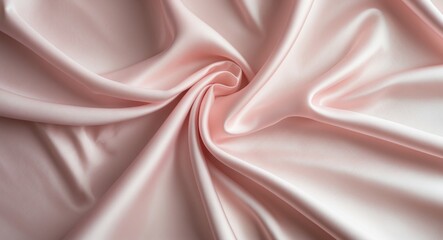 Fototapeta premium Soft pale peach pink silk satin fabric with beige and white hues.