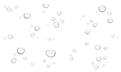 Realistic water drops. PNG drops, condensation on the window, transparent water drop. Abstract water drops, bubbles on transparent background, digital liquid design, Stock royalty free.