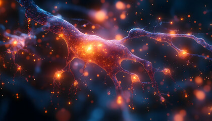 Fototapeta premium Neural network activity microscopic image