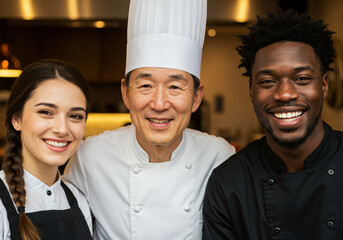 Portrait of smiling restaurant employees