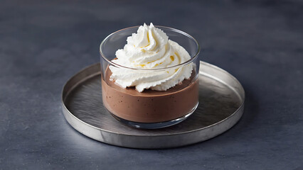 Chocolate mousse with whipped cream