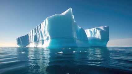 Underwater sight of an iceberg adrift in the ocean.