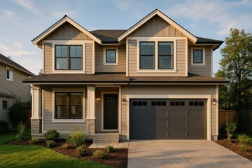 Modern suburban family home exterior.