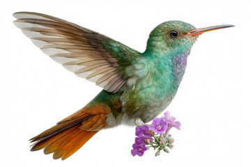 Fototapeta premium Vibrant Botanical Art of Rufous-Tailed Hummingbird