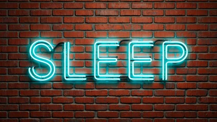 Fototapeta premium SLEEP - fluorescent Neon tube Sign on brickwork.