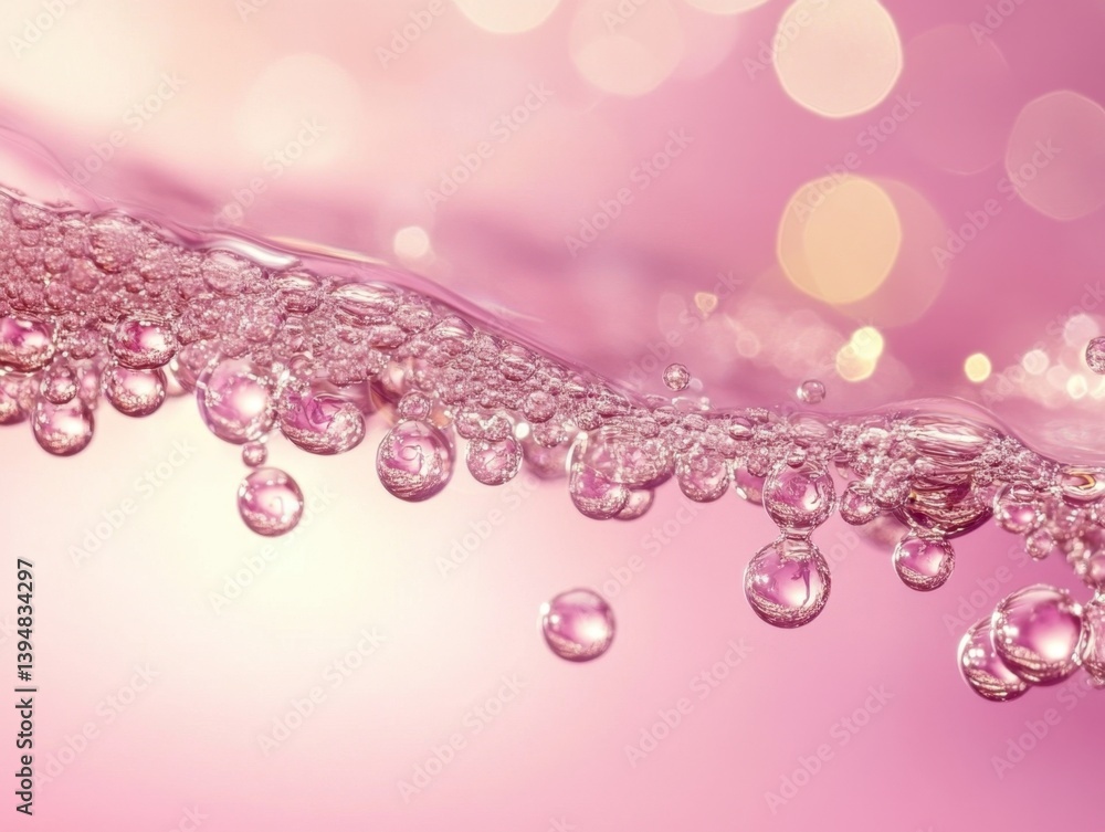 Poster ethereal pink water surface with floating bubbles creating a dreamy atmosphere and abstract design f