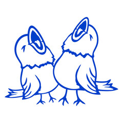 2 budgies songbird sparrow chirping team friends Isolated Vector Graphic Design Illustration  © Style-o-Mat-Design
