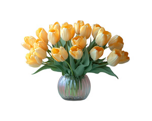 Sunny Yellow Tulips in a Clear Glass Vase
