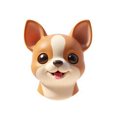 Cute Chihuahua Dog Head Only 3D Render Icon Illustration with Cartoon Style on Transparent