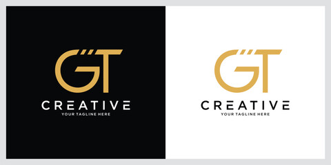 GT or TG initial letter logo design vector