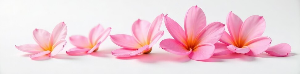 Fototapeta premium Delicate flower petals unfolding on a pristine white surface, bloom, isolated, nature