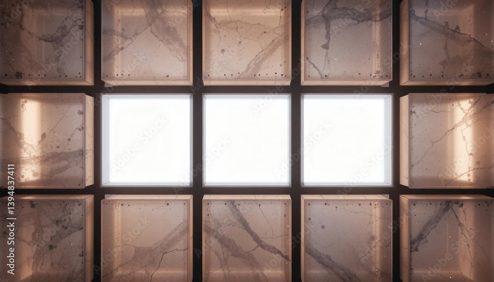 Poster illuminated abstract pattern design in modern architecture indoor space visual content contemporary 