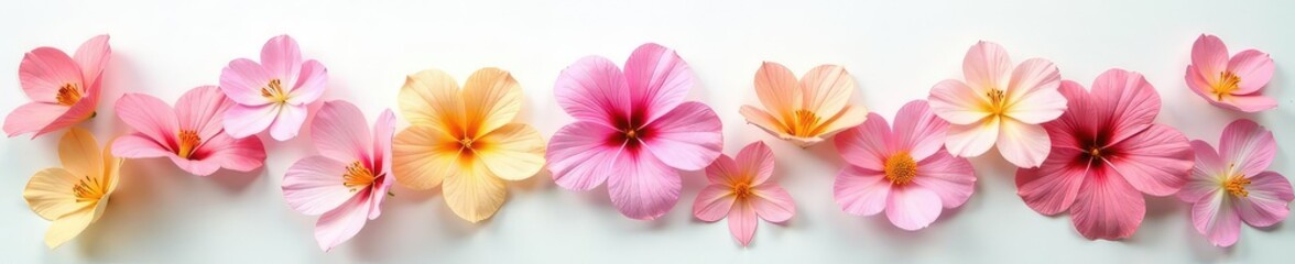 Fototapeta premium delicate flower petals unfolding on a pure white surface, foliage, floral arrangement