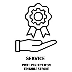 Service editable stroke outline icon isolated on white background flat vector illustration, black outline, Pixel perfect