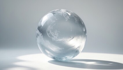 Isolated ice sphere on a white backdrop