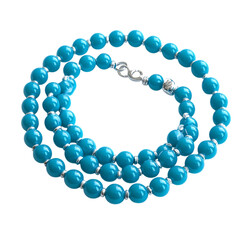 Turquoise and Silver Beaded Bracelet Isolated on Transparent Background