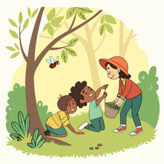 Vector design explaining the importance of love of nature and animals in children