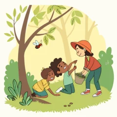  Vector design explaining the importance of love of nature and animals in children © stocktr