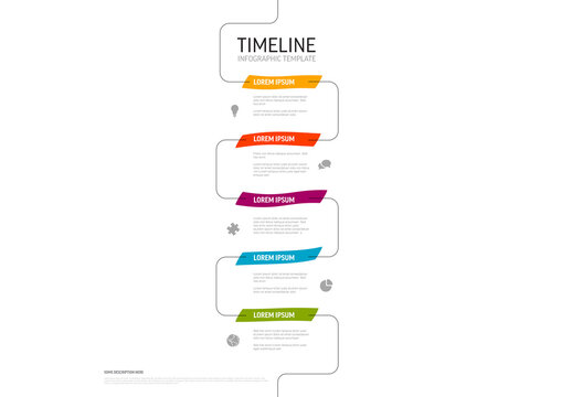 Colorful Vertical Timeline Infographic Template with titles highlighted with fresh highlighter