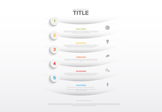 Minimalist Five Step Infographic Template with Titles and Icons