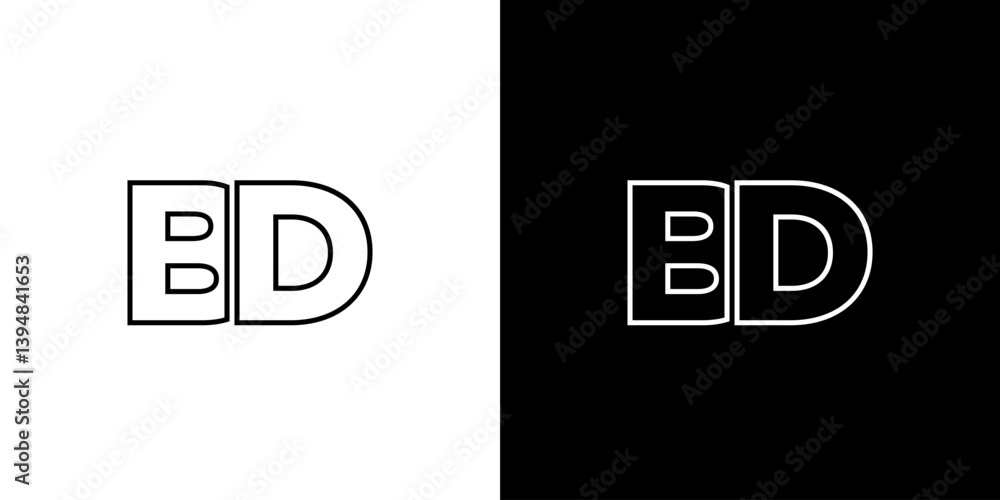 Fototapete letter b and d, bd logo design template. minimal monogram initial based logotype.