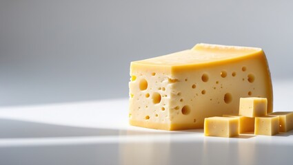 single piece of cheese isolated