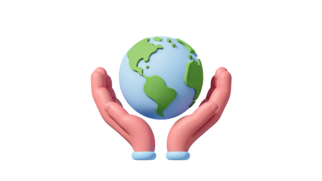 A pair of hands holding the Earth, symbolizing global care or environmental projects.