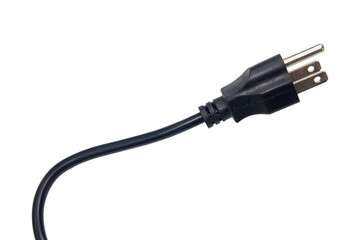 Black wire cable of usb and adapter isolated on white background with clipping path.Electronic Connector.Selection focus.