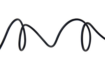 Black wire cable of usb and adapter isolated on white background with clipping path.Electronic Connector.Selection focus.