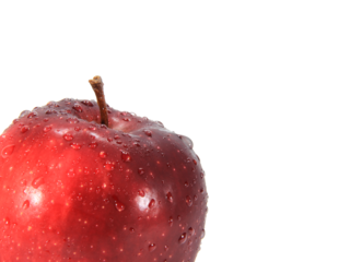 1 red apple with steam isolated on white background with clipping path.